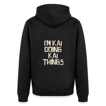 I'm Kai doing Kai things - Unisex Premium Bio Zip Hoodie - Schwarz - Hinten - Nico (187cm)