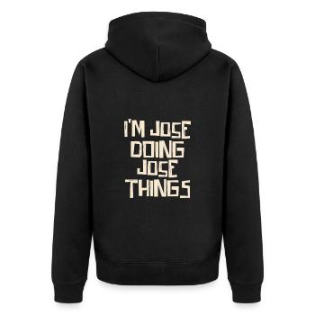 I'm Jose doing Jose things - Unisex Premium Bio Zip Hoodie - Schwarz - Hinten - Nico (187cm)