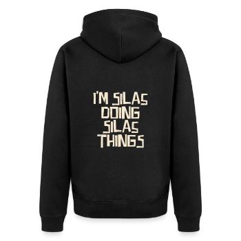 I'm Silas doing Silas things - Unisex Premium Organic Zip Hoodie - black - Back - Nico (187cm)