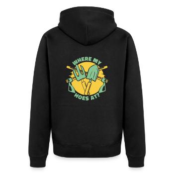 Où mes houes au jardin horticole - Veste à capuche bio Premium Unisexe - noir - Dos - Nico (187cm)