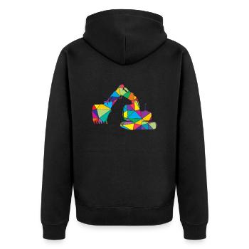 Low Poly Construction Poly Excavator - Unisex Premium Organic Zip Hoodie - black - Back - Nico (187cm)