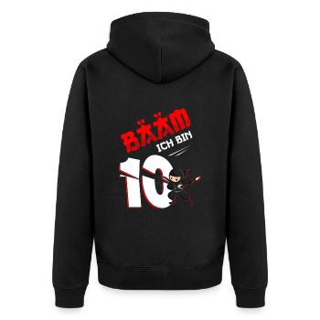 10. Geburtstag Junge 10 Jahre alt - Unisex Premium Bio Zip Hoodie - Schwarz - Hinten - Nico (187cm)
