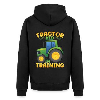 Tractor Kid In Training - Unisex Premium Organic Zip Hoodie - black - Back - Nico (187cm)