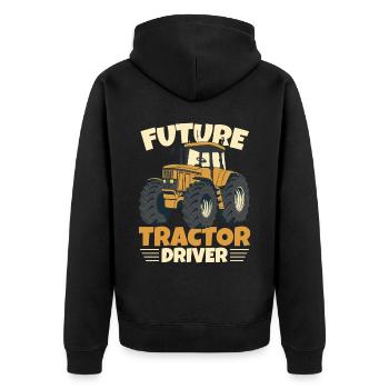 Künftiger Traktorfahrer - Unisex Premium Bio Zip Hoodie - Schwarz - Hinten - Nico (187cm)