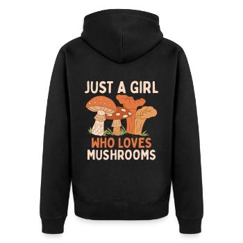 Juste une fille qui aime les champignons vêtements champignons - Veste à capuche bio Premium Unisexe - noir - Dos - Nico (187cm)