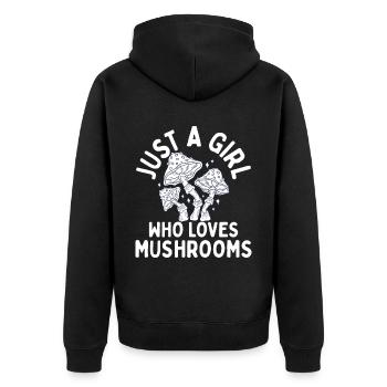 Juste une fille qui aime les champignons vêtements champignons - Veste à capuche bio Premium Unisexe - noir - Dos - Nico (187cm)