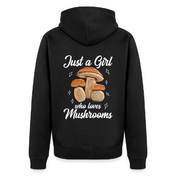 Juste une fille qui aime les champignons vêtements champignons - Veste à capuche bio Premium Unisexe - noir - Dos - Nico (187cm)