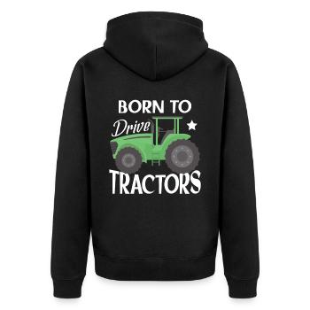 Lustige Kinder Bauernhof Traktor - Unisex Premium Bio Zip Hoodie - Schwarz - Hinten - Nico (187cm)