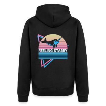 Narwhal Retro - Unisex Premium Organic Zip Hoodie - black - Back - Nico (187cm)