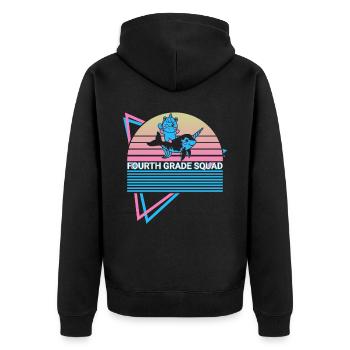 Narwal Retro - Unisex Premium Bio Zip Hoodie - Schwarz - Hinten - Nico (187cm)