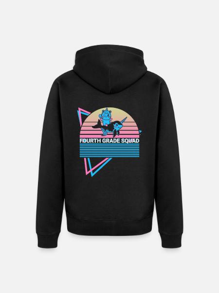 Narwhal Retro - Unisex Premium Organic Zip Hoodie - black
