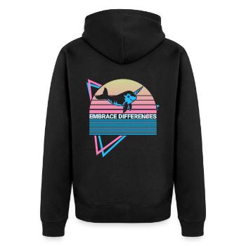 Narwal Retro - Unisex Premium Bio Zip Hoodie - Schwarz - Hinten - Nico (187cm)