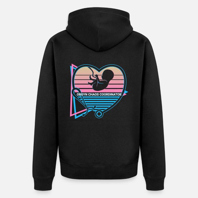 Obgyn Rétro - Veste à capuche bio Premium Unisexe - noir