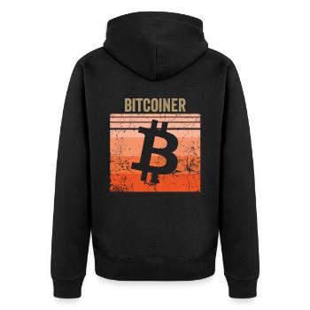 Bitcoiner - Unisex Premium Bio Zip Hoodie - Schwarz - Hinten - Nico (187cm)