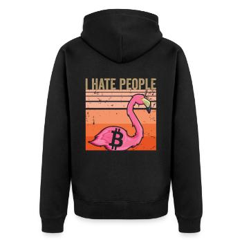 Je déteste les gens | Bitcoin - Veste à capuche bio Premium Unisexe - noir - Dos - Nico (187cm)