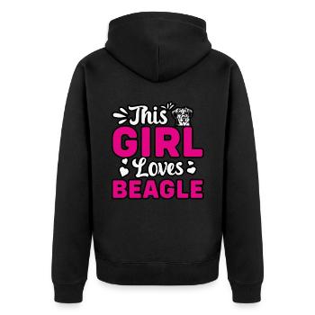 This girl loves beagle - Unisex Premium Bio Zip Hoodie - Schwarz - Hinten - Nico (187cm)