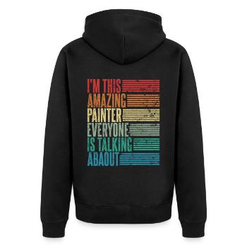 Vintage Maler Malerin Geschenk Retro - Unisex Premium Bio Zip Hoodie - Schwarz - Hinten - Nico (187cm)