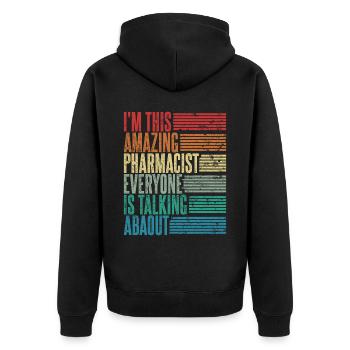 Vintage Pharmacist Pharmacist Gift Retro - Unisex Premium Organic Zip Hoodie - black - Back - Nico (187cm)