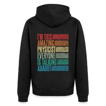Vintage Physiker Physikerin Geschenk Retro - Unisex Premium Bio Zip Hoodie - Schwarz - Hinten - Nico (187cm)