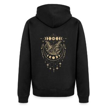 Boho Mushrooms Cottage Core Aesthetic Goblincore - Unisex Premium Organic Zip Hoodie - black - Back - Nico (187cm)