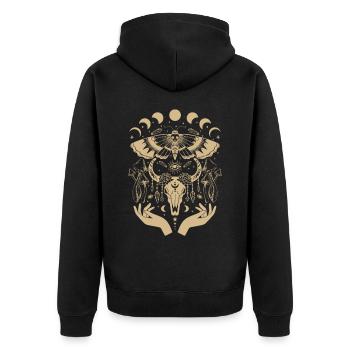 Boho Mushrooms Cottage Core Aesthetic Goblincore - Unisex Premium Organic Zip Hoodie - black - Back - Nico (187cm)