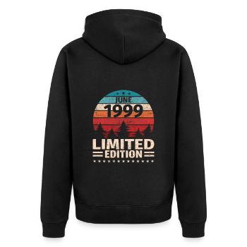 24th Birthday June Vintage 1999 Vintage - Unisex Premium Organic Zip Hoodie - black - Back - Nico (187cm)