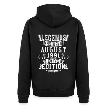 Birthday August 1991 year Limited Edition Retro - Unisex Premium Organic Zip Hoodie - black - Back - Nico (187cm)