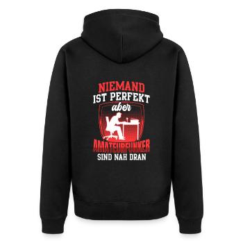 Amateur radio operators are perfect radio amateurs - Unisex Premium Organic Zip Hoodie - black - Back - Nico (187cm)