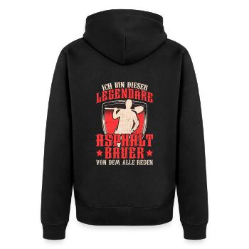 Legendärer Asphaltbauer Straßenbauer - Unisex Premium Bio Zip Hoodie - Schwarz - Hinten - Nico (187cm)