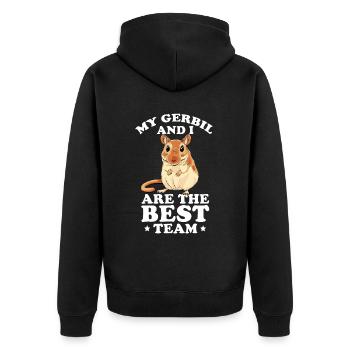 Rennmaus - Unisex Premium Bio Zip Hoodie - Schwarz - Hinten - Nico (187cm)