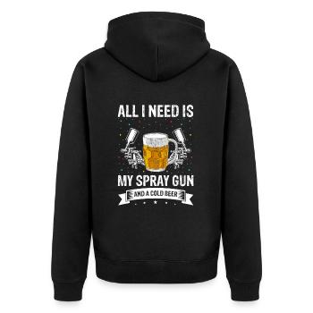 Autolackierer für Autolackierer für Autodetailer - Unisex Premium Bio Zip Hoodie - Schwarz - Hinten - Nico (187cm)