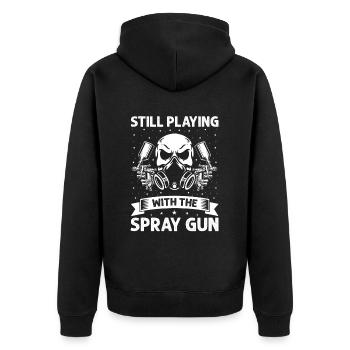 Autolackierer Angebot für Autolackierer - Unisex Premium Bio Zip Hoodie - Schwarz - Hinten - Nico (187cm)