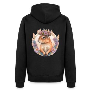 Watercolor Chipmunk Flower Crown Hawaiian Boho Aes - Unisex Premium Organic Zip Hoodie - black - Back - Nico (187cm)