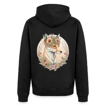 Fleur de renard mignon Couronne Renard artistique Amoureux des animaux - Veste à capuche bio Premium Unisexe - noir - Dos - Nico (187cm)