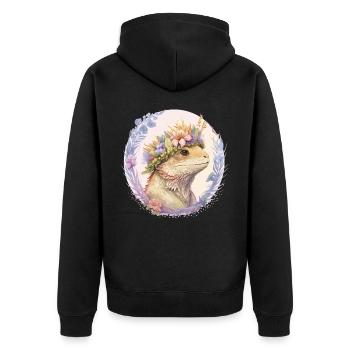 Floral Barbu Dragon Fleur Couronne Lézard Amour - Veste à capuche bio Premium Unisexe - noir - Dos - Nico (187cm)