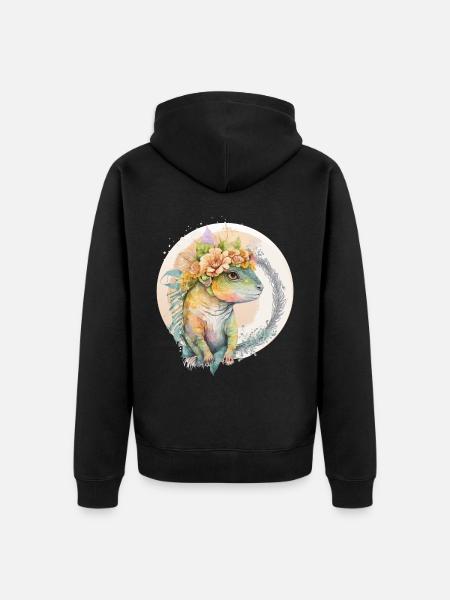 Cute Lizard Chameleon Flower Crown Pet Reptile Lov - Unisex Premium Organic Zip Hoodie - black