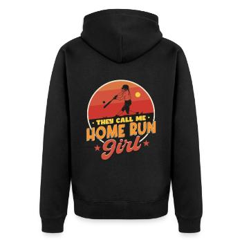 Home Run Girl - Unisex Premium Organic Zip Hoodie - black - Back - Nico (187cm)