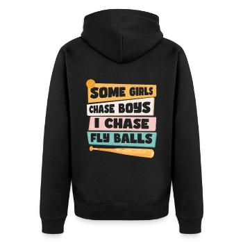 Drôle d’humour de fille de softball - Veste à capuche bio Premium Unisexe - noir - Dos - Nico (187cm)