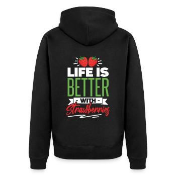 La vie est meilleure avec les fraises - Veste à capuche bio Premium Unisexe - noir - Dos - Nico (187cm)