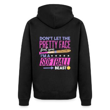 Je suis une bête de softball - Veste à capuche bio Premium Unisexe - noir - Dos - Nico (187cm)