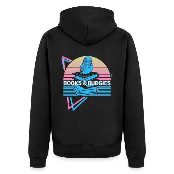 Budgie Parakeet Retro - Unisex Premium Organic Zip Hoodie - black - Back - Nico (187cm)