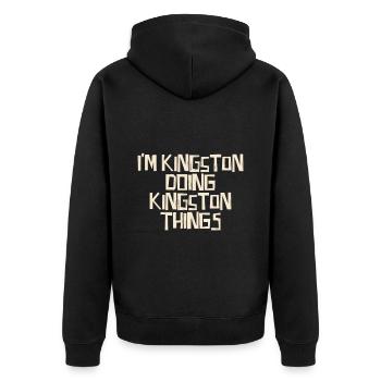 I'm Kingston doing Kingston things - Unisex Premium Bio Zip Hoodie - Schwarz - Hinten - Nico (187cm)