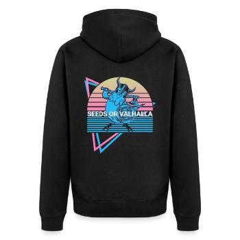 Wellensittich Sittich Retro - Unisex Premium Bio Zip Hoodie - Schwarz - Hinten - Nico (187cm)