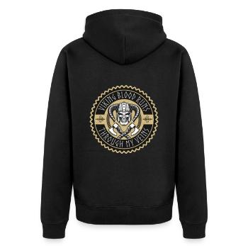 Norse Mythology Viking Blood Runs Valkyrie Goddess - Unisex Premium Bio Zip Hoodie - Schwarz - Hinten - Nico (187cm)