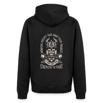 Norse Mythology Worrying Doesn't Take Viking Runes - Unisex Premium Bio Zip Hoodie - Schwarz - Hinten - Nico (187cm)