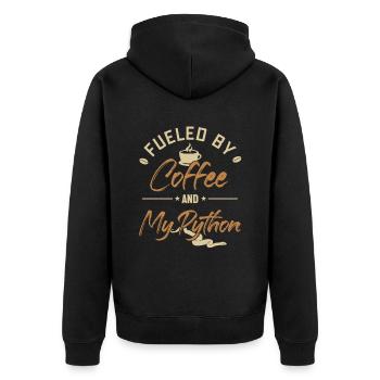 Fueled by Coffee and my Python Python Banana Ball - Unisex Premium Organic Zip Hoodie - black - Back - Nico (187cm)