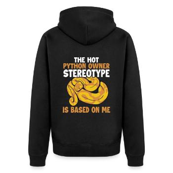 Stéréotype du propriétaire de Hot Python basé sur Me Banana - Veste à capuche bio Premium Unisexe - noir - Dos - Nico (187cm)