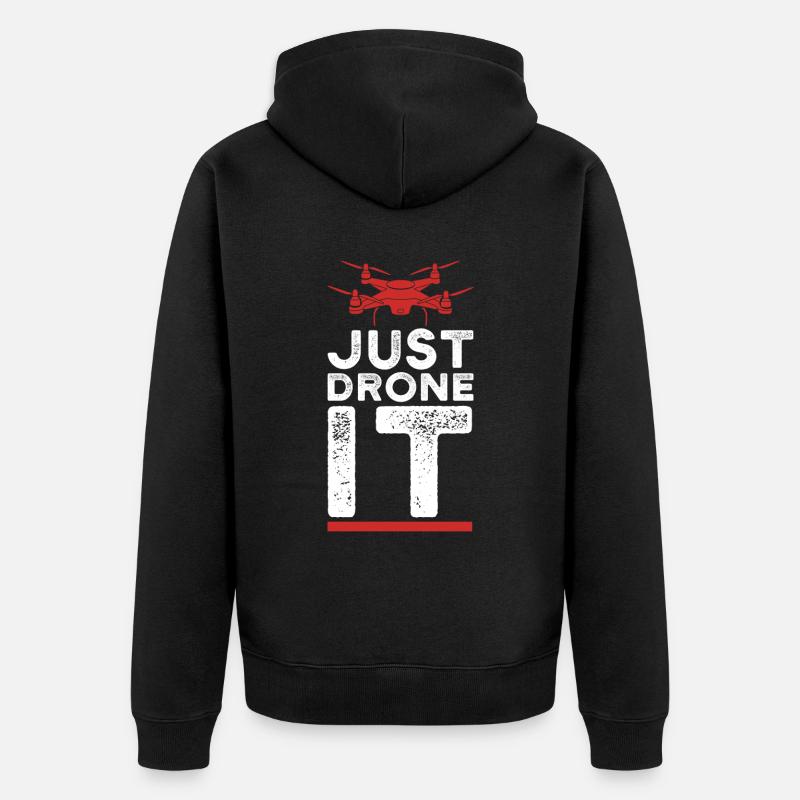 Drone - just drone it - Unisex Premium Bio Zip Hoodie - Schwarz