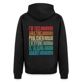 Vintage Verleger Verlegerin Geschenk Retro - Unisex Premium Bio Zip Hoodie - Schwarz - Hinten - Nico (187cm)