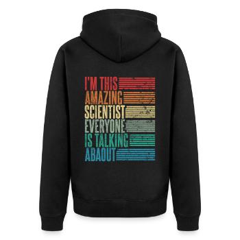 Wissenschaftler Wissenschaftlerin Geschenk Retro - Unisex Premium Bio Zip Hoodie - Schwarz - Hinten - Nico (187cm)